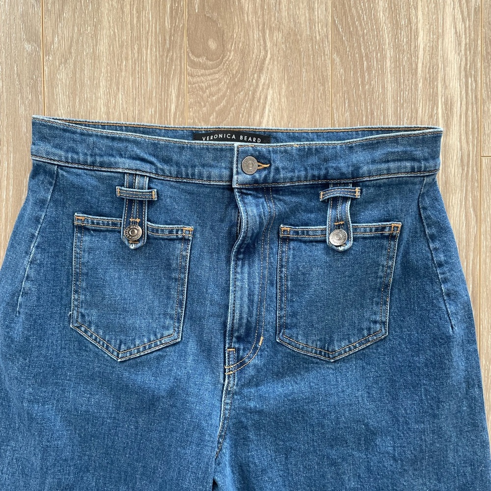Veronica Beard Grant Wide Leg Denim Extra High Rise in Lakewood Blue Sz 31 EUC - Picture 8 of 16